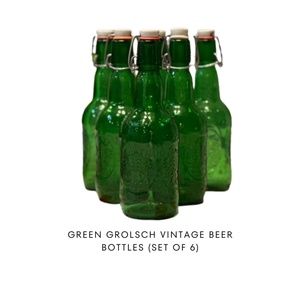 Green Grolsch Vintage Beer Bottles (set of 6)